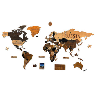 Mapamundi de Madera para Instalar en Pared en Relieve 3D - MADEMAP Premium