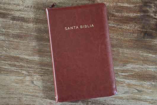 Libro Biblia Reina Valera 1960 Letra Grande. Símil Piel Canela, Cremallera, Tamaño Manual 9781644732175