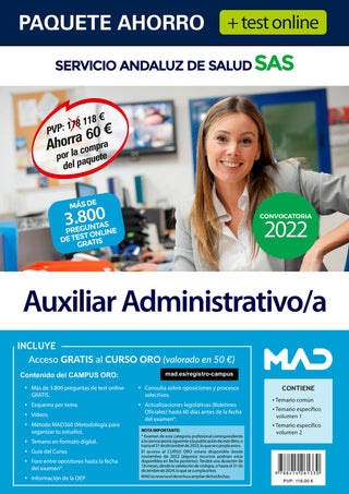 Paquete Ahorro Y Test Online Auxiliar Administrativo/A Serv
