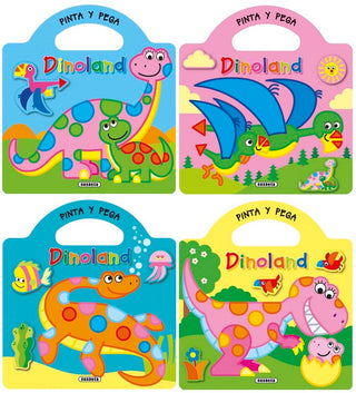 Pinta Y Pega - Dinoland (4 Títulos)