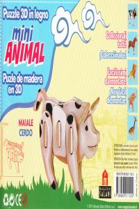 Cerdo Mini Animal Puzle De Madera En 3D