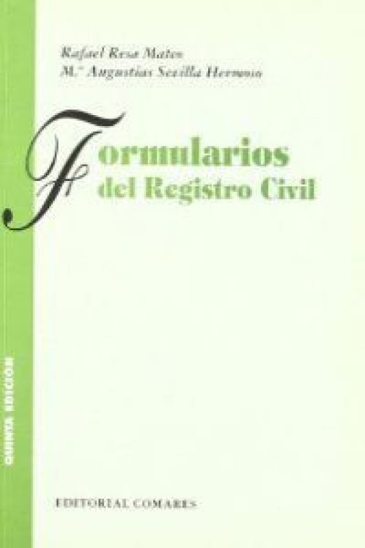 Formularios De Registro Civil 5ºEd Libro